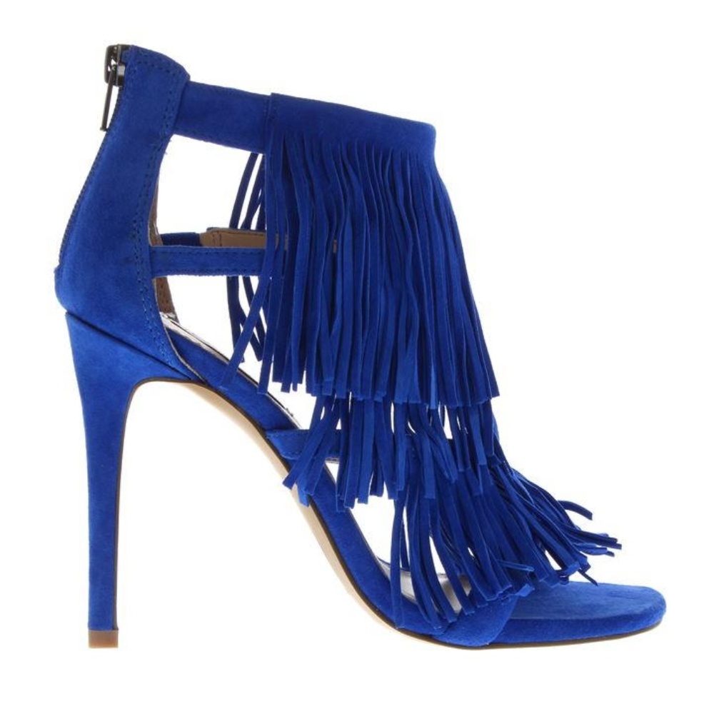 Steve Madden Fringe Blue Suede Heels